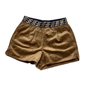 NWT Gold Velvet Elastic Waist Shorts S